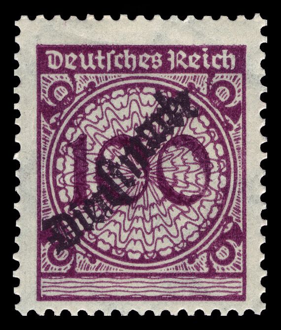 Official Stamp with black snake-shaped overprint