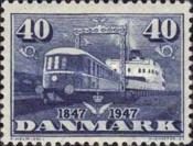 Diesel-electric train "Lyntog" leaving ferry "Fyn"