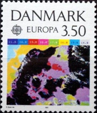 Satellite picture of Denmark's water temperatures