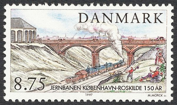 Steam train under original Carlsberg Bridge (after H.Holm)