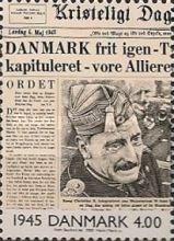 Front page of Kristeligt Dagblad (newspaper) 5th.May 1945