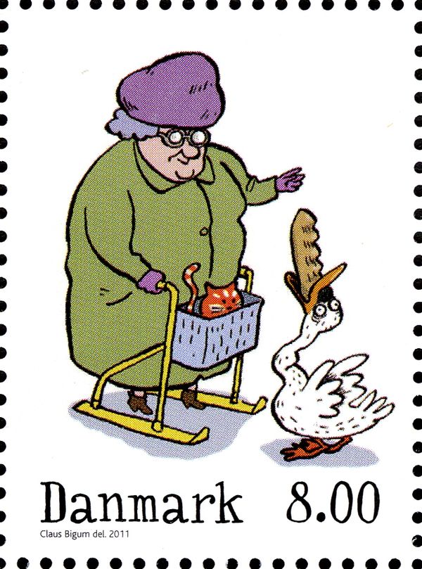 Woman feeds duck