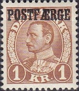 King Christian X -facing left overprinted POSTFÆRGE