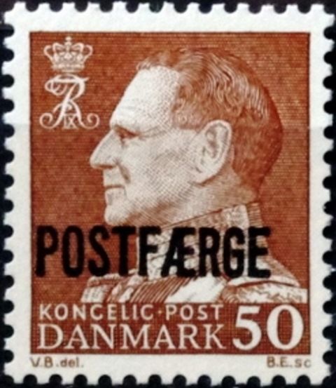 King Frederic IX facing left overprinted POSTFÆRGE