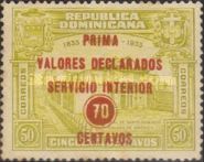 Cathedral in Santo Domingo - red overprint 70c on 50c
