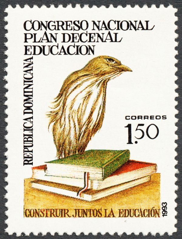 Books and Palm Chat (Dulus dominicus)