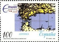 Map of the postal air line Seville-Laroche