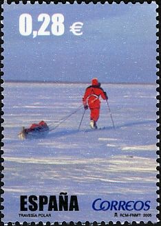 Man with Sledge Traversing the North Pole
