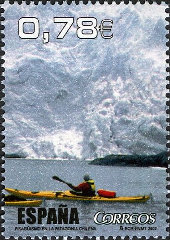 Kayaker in Patagonian Fjord, Chile