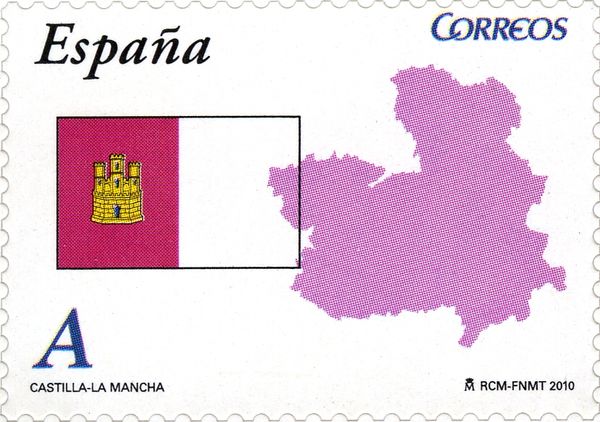 Flag and Map of Castilla la Mancha