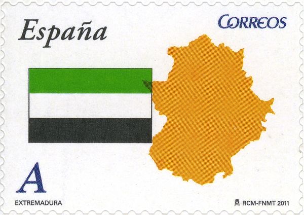 Flag and Map of Extremadura