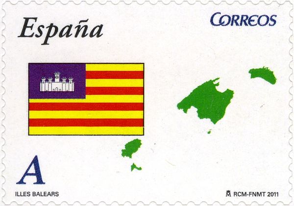 Flag and Map of Balearic Islands
