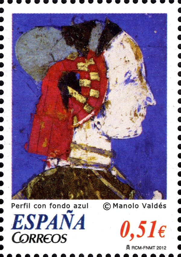 Profile with Blue Background by Manolo Valdés