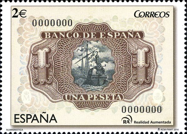 Back of a 1 Peseta Banknote, 1953