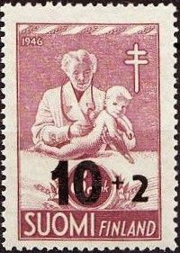 Female Doctor Examining Small Child, 1946 Overprint