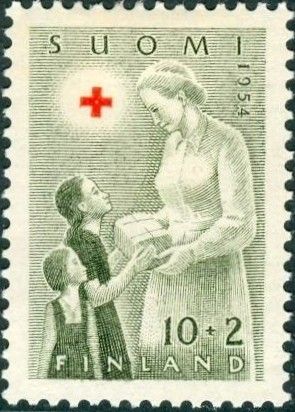 Red Cross Nurse giving Gifts to Children