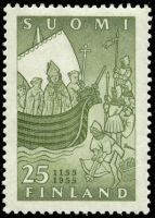 Ship with Bishop Henrik and Clergy, Heathens on Land