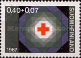 Red Cross badge inside colorful quadrants