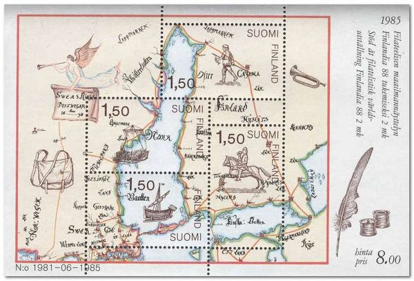 Oldest Swedish-Finnish Postlines Map (1698)