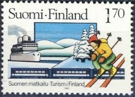 "Borea" (liner), Diesel Train, Snow Scene and Skier