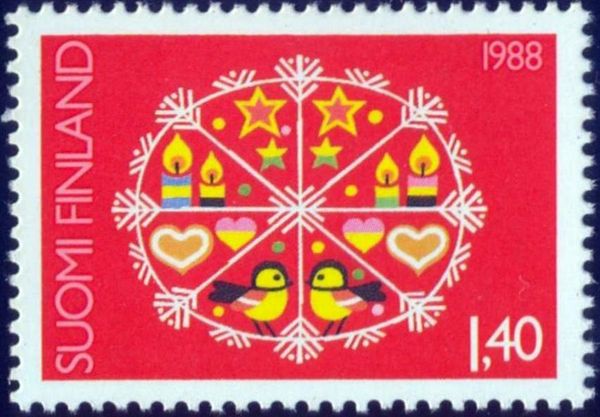 Christmas, Snow Crystal with Christmas Symbols - phosphor