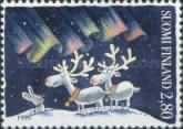 Christmas, Reindeer and hare watching Northern Lights