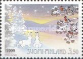 Christmas, Snow Hares and Bullfinches in snowy Landscape