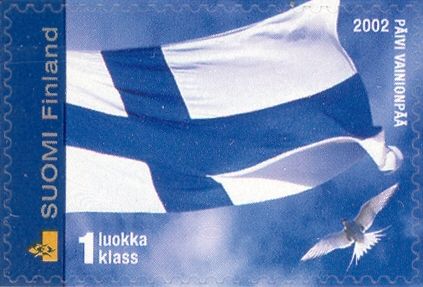 Finnish national Flag and Arctic Stern (Sterna paradisaea)