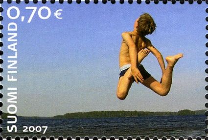 Daring dive by swimming boy