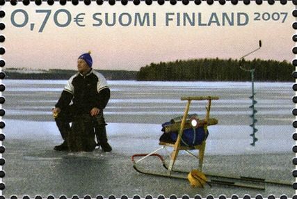 Ice fisher on Lake Kolimajärvi