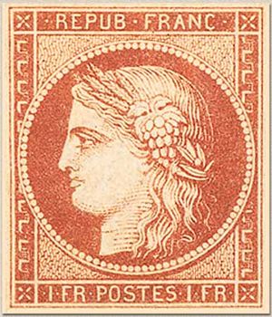 1 F vermilion, 1849