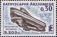 Bathyscaphe Archimedes. Diving record 9200 m