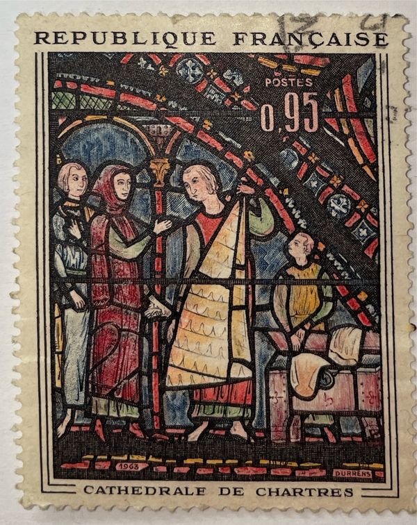 "Fur traders" stained glass of Chartres Cathedral