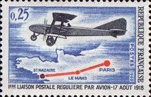 First Regular Air Mail Service Paris - Le Mans - St. Nazaire