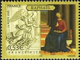 The Annunciation - Mary (detail) by Raphael