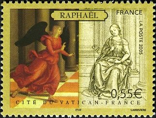 The Annunciation - the Angel Gabriel (detail) by Raphael