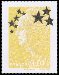 Marianne max 0.01€, jaune et or