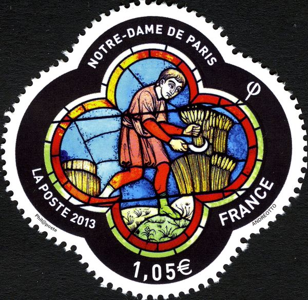 Detail of the West Rose Window: Wheat Harvest