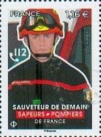 Firefighter in Helmet with Goggles