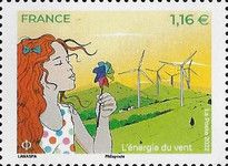 Wind Generators and Girl Blowing Pinwheel