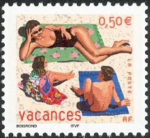 Woman and Children Sunbathing