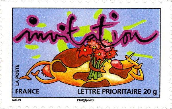 Vache stylisée avec fleurs