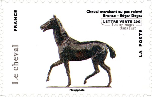 Horse Marching Statement, Bronze, Work of Edgar Degas