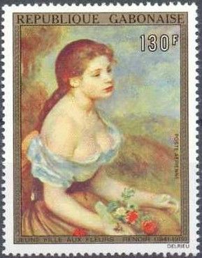 Young girl with flowers, by Auguste Renoir
