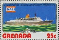 M.V. "Vistafjord" and House Flag of Norwegian-America Line
