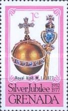 Overprinted "Royal Visit W.I. 1977"