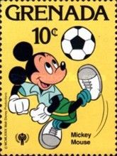 Mickey Mouse playing football