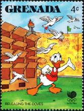 Donald Duck releasing doves