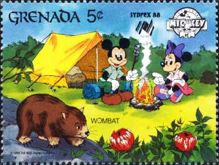 Mickey and Minnie Mouse with wombat