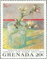 Blossoming almond branch in glass